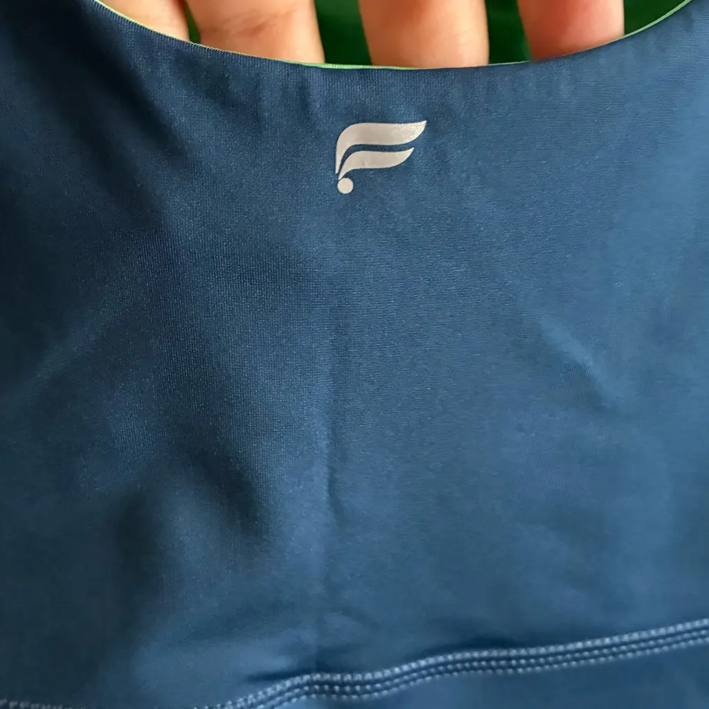 Fabletics Midnight Teal/Spring Leaf Harlow Reversible Medium Impact Sports Bra - Image 7