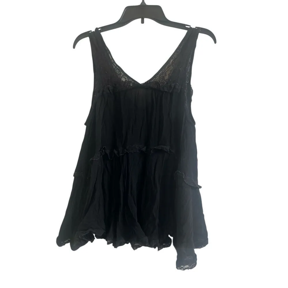 ✨Free People Lace Trapeze Black Sz Small Top✨ - Image 5