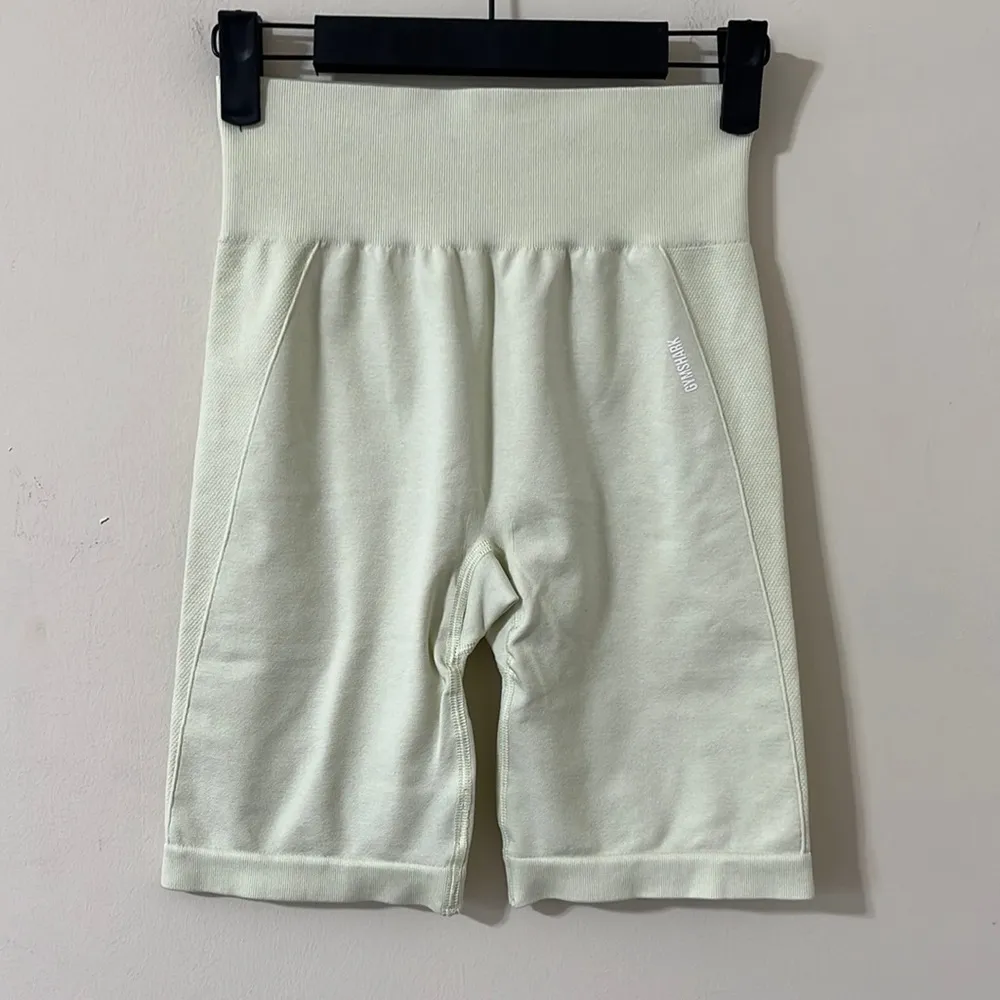 NEW Gymshark Flex Cycling Bike Shorts Light Green Yellow Marl Size Medium - Image 4