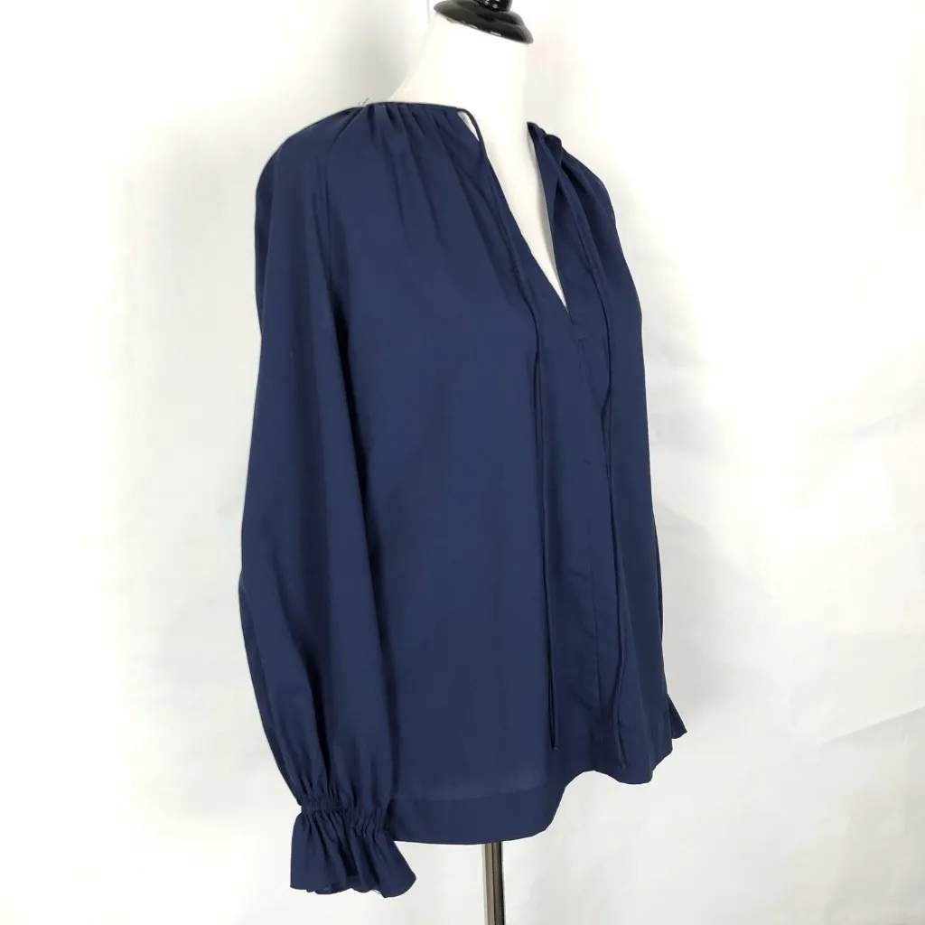 Vintage 70s Contessa‎ Monique Florence Alper Flare Sleeve Top Size 10 Blue - Image 4
