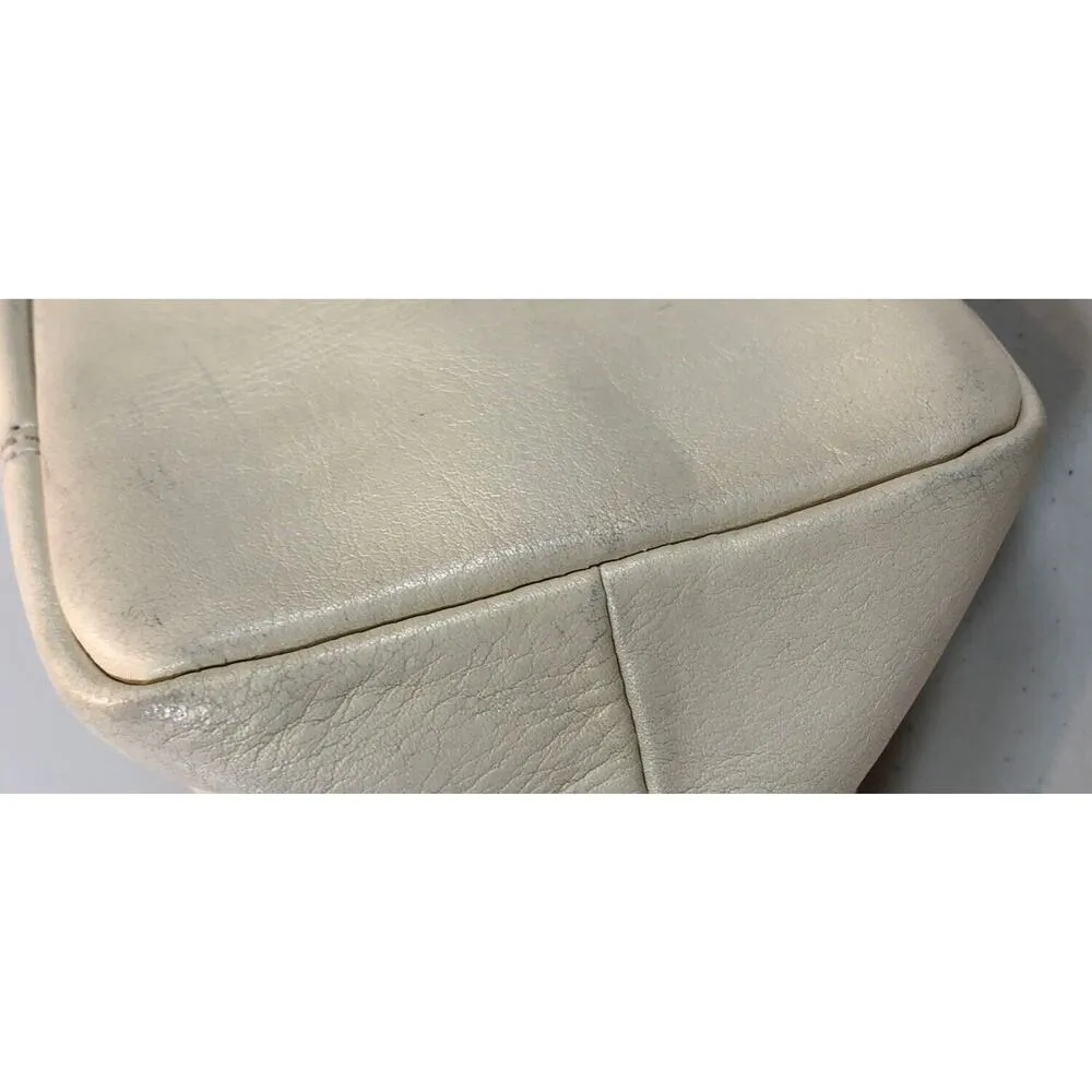 Tignanello Shoulder Cream Zipper Leather Handbag Purse - Image 6