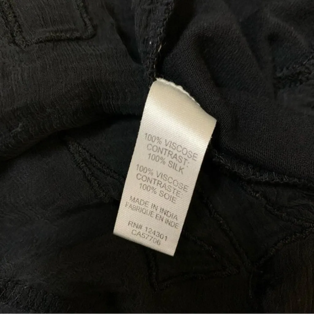 Babakul Black Cardigan Medium Open Front‎ Silk Viscose Cutout Back Geometric - Image 7