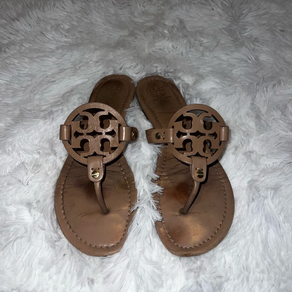 Tory Burch Miller Sandal Leather Light Tan / Nude size 8 - Image 2