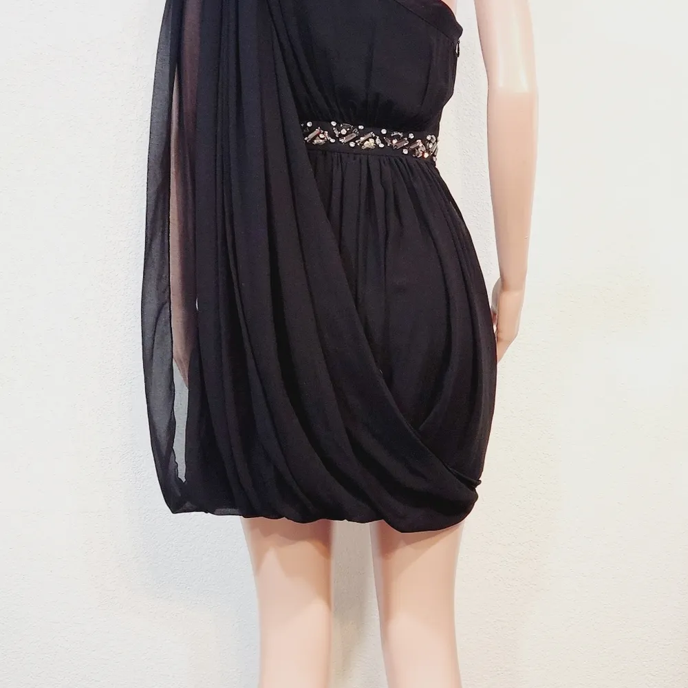 bebe One Shoulder Greek Sleeve Bubble Party Dress Sz XS - Image 8