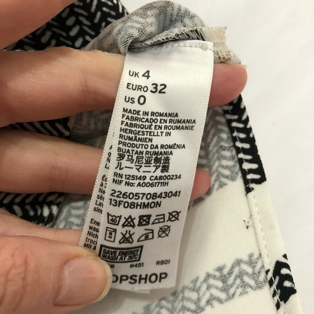 Topshop Grey Striped Cropped Blouse Split Sides Womens 0 Oversized Crop Top - Image 6