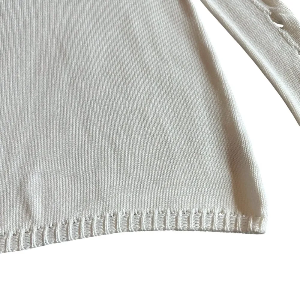 Per Se by Carlisle White Woven Pullover Sweater Cutout Sleeves Size XS NWT - Image 4