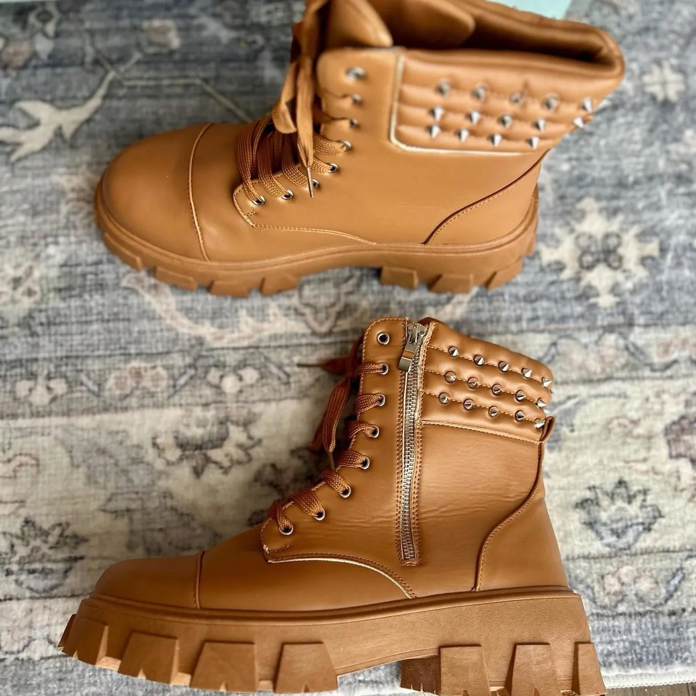 Cape Robbin Women’s Brown Combat Boots w/Stud Embellishment Size 10 - Image 7