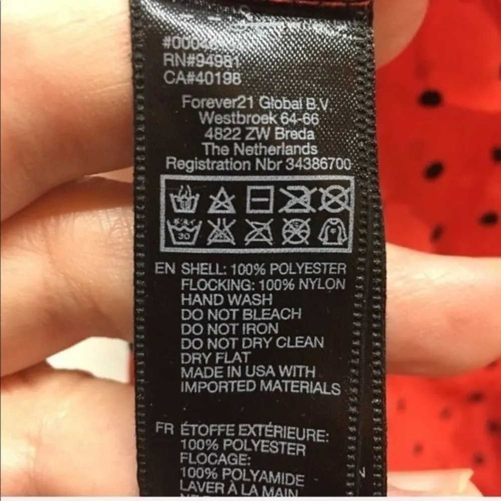 FOREVER21 Women's Top Red Peplum Sleeveless Blouse Ruffle polka dots S - Image 8