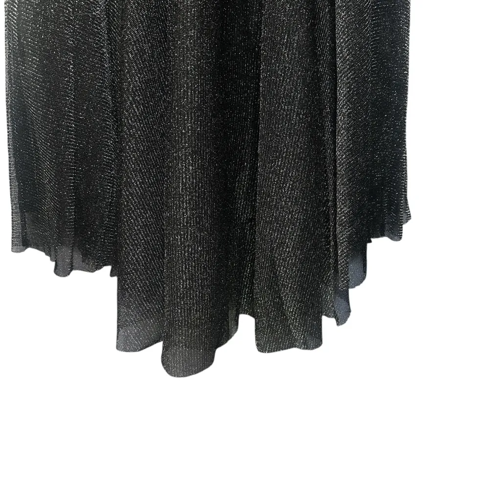 Vintage Y2K Handkerchief Hem Sheer Layered Black Metallic Skirt Sparkle Med - Image 3
