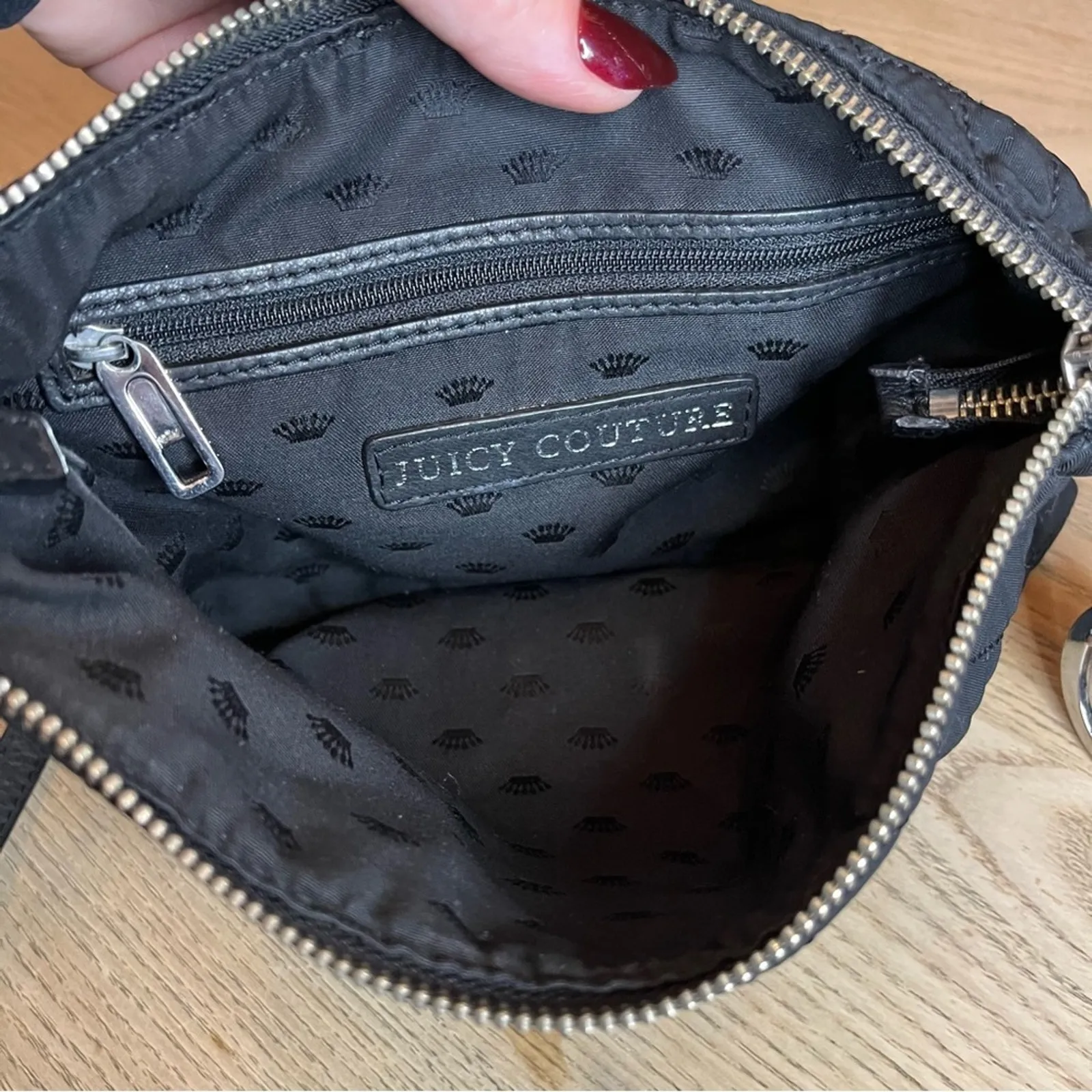 Juicy Couture Black Quilted Crossbody Purse Shoulder Bag Y2K 2000s - Image 4