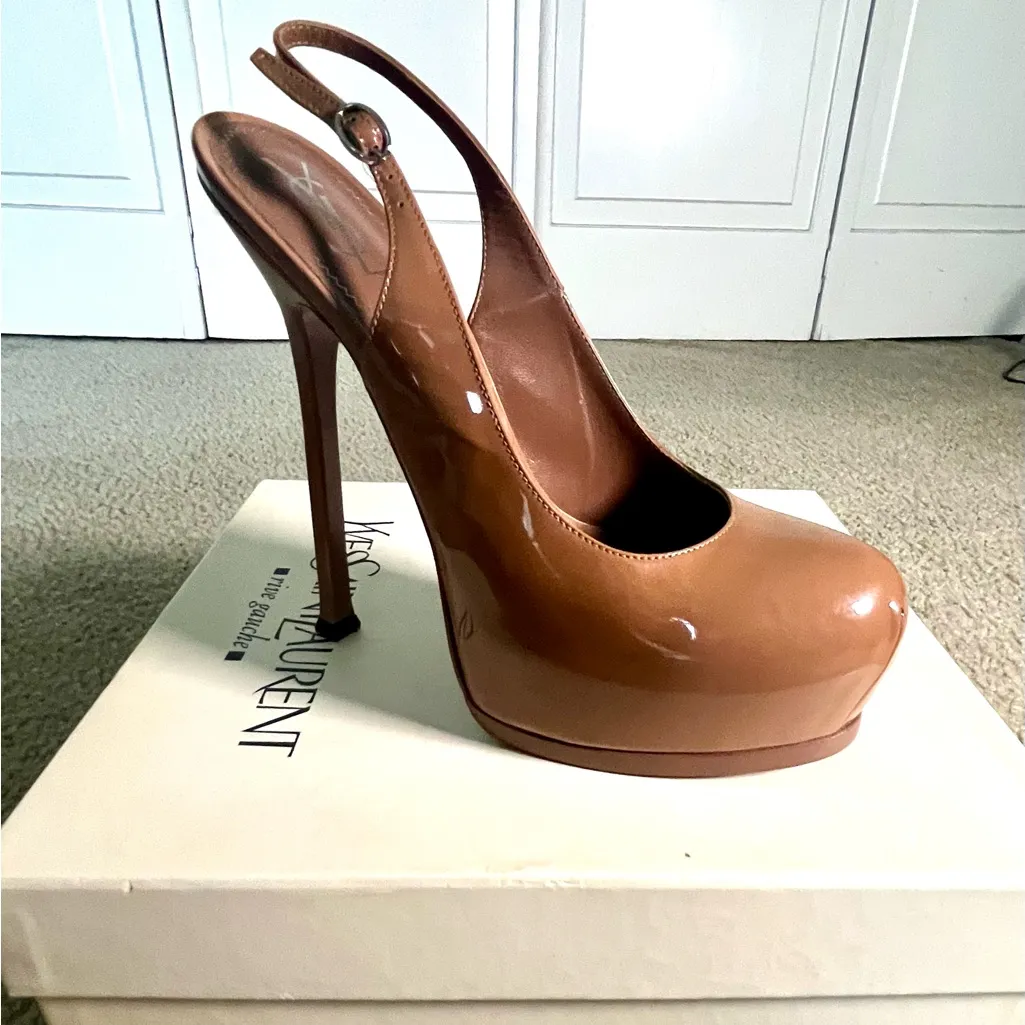 YSL SAINT LAURENT Rive Gauche Tribtoo105 Slingback Soft Nude/EU 40 US 10 BNIB - Image 5