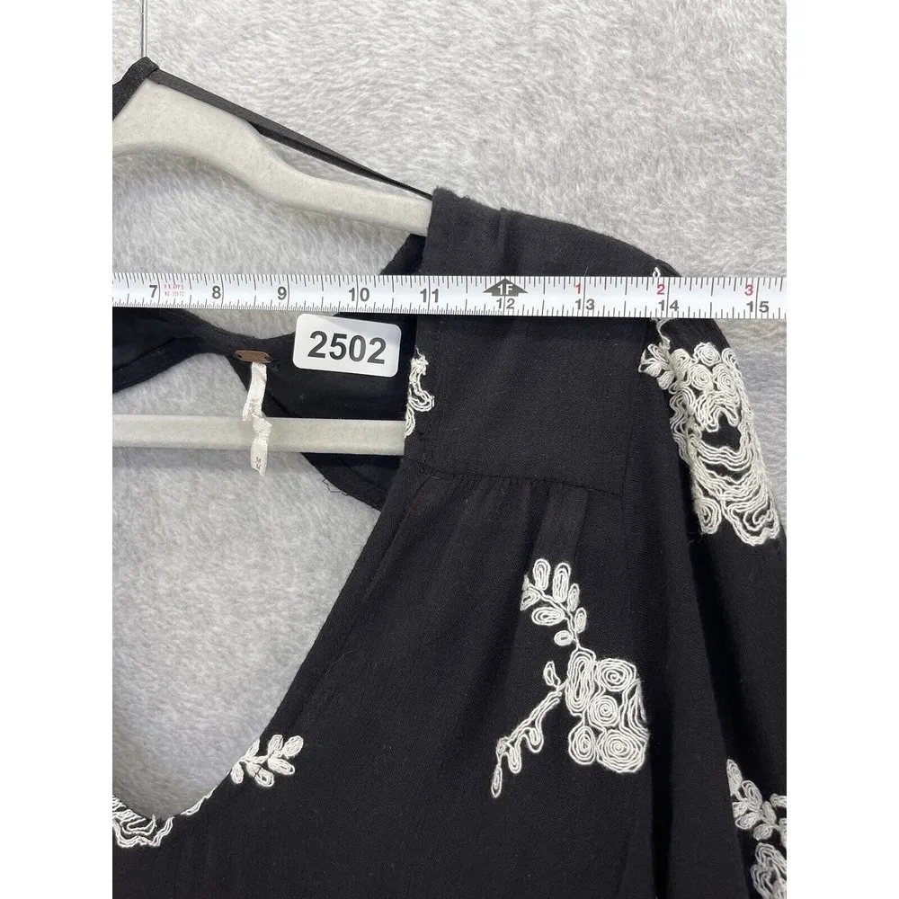 Free People Women's Embroidered Austin Dress Floral Black Long Sleeve Size Small - Image 12