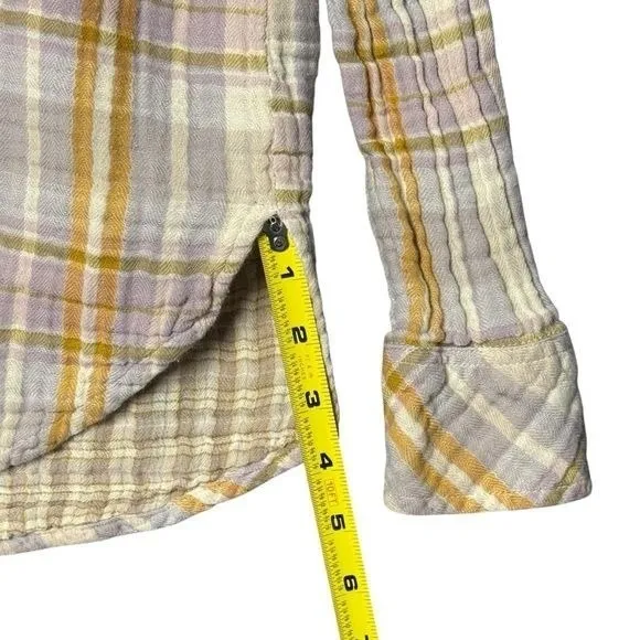 Free People Plaid Floral Embroidered Gauze Button Up Cabin Holiday Dainty XS - Image 11