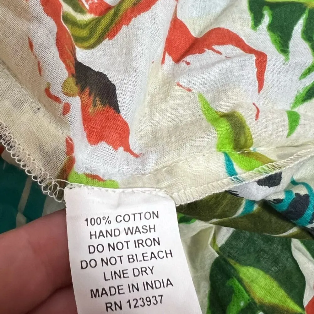 NWT Debbie Katz south beach tropical floral dress odd shoulder Pom Pom Sz XS - Image 6