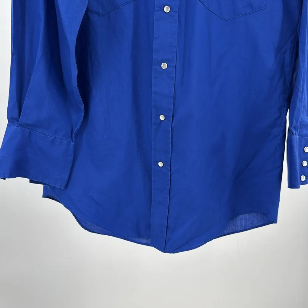 Chute #1 rodeo pearl snap Shirt embroidered roses red white blue western M Size M - Image 10