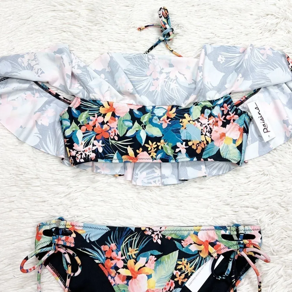 Raisins Coconut Grove Black Tropical Bikini Size Medium - Image 3