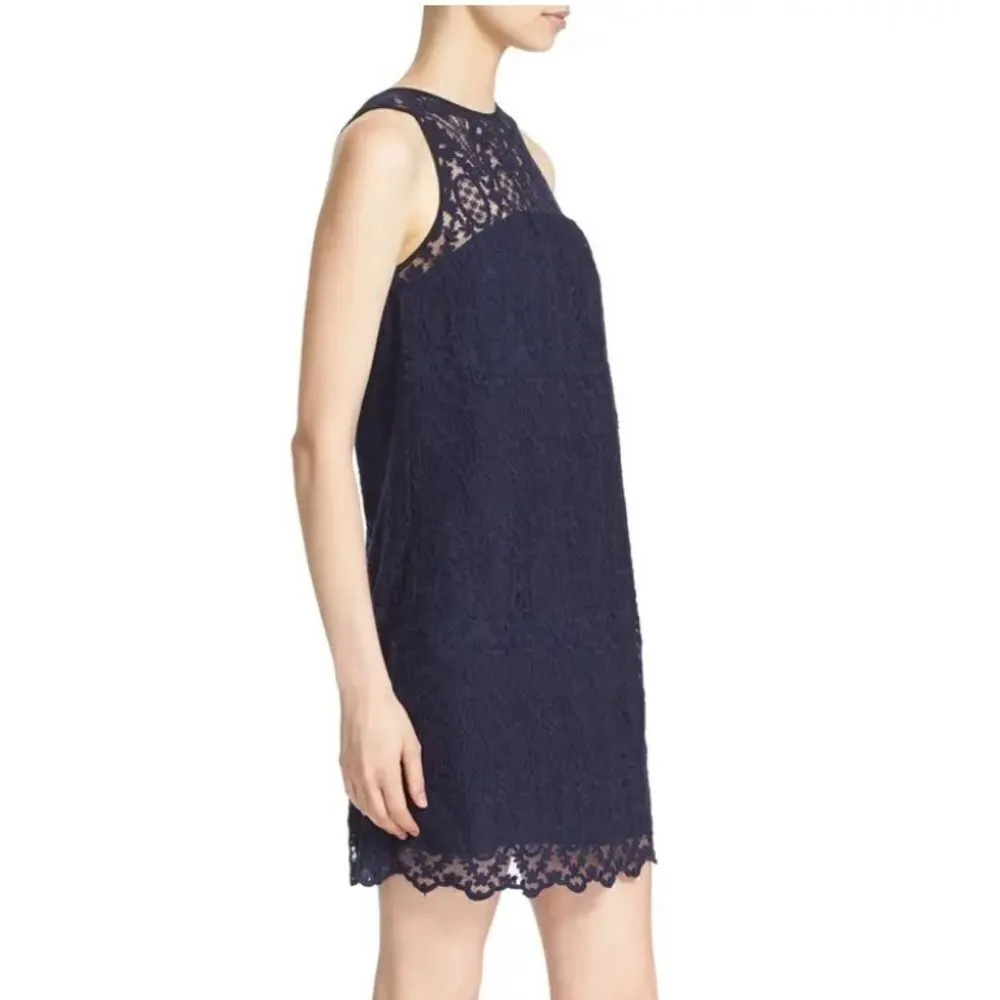 Joie Fahfia B Lace Shift Dress Navy Blue Small - Image 3