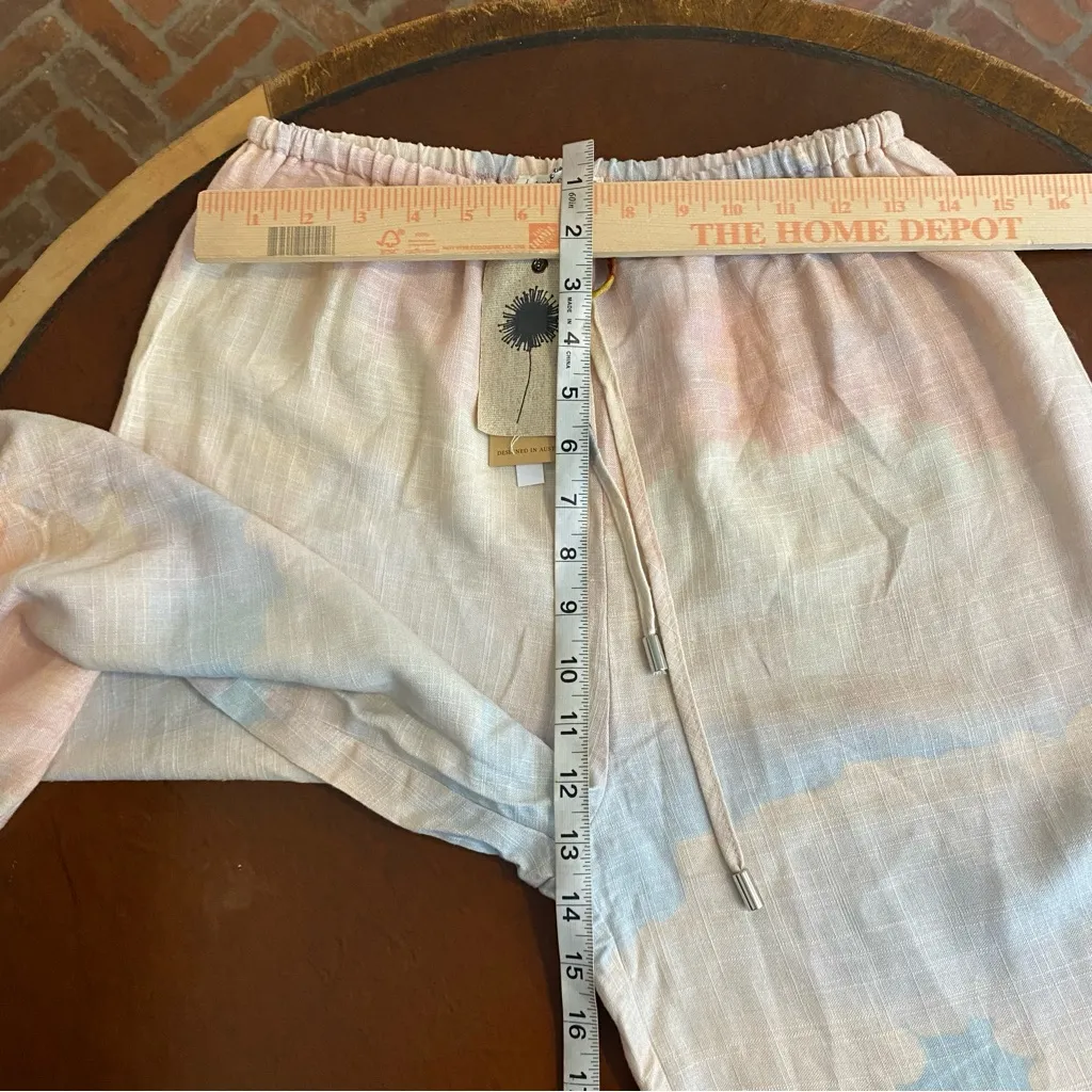 Label Of‎ Love Anthropologie Tropical wide leg Pants size small linen blend NWT Pink - Image 7