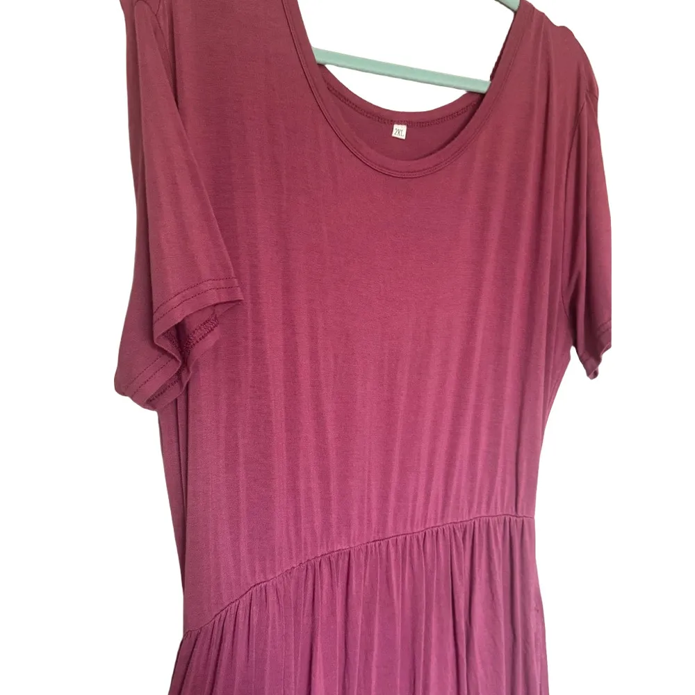 Faire Short Sleeve Cinch Waist Maxi Dress Dusty Mauve Pink Size 2X - Image 7