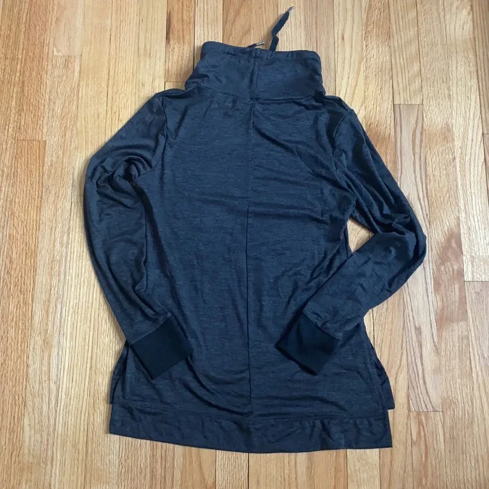 Gray cowl neck‎ Apana workout casual top pockets M Charcoal Drawstring Pullover - Image 6
