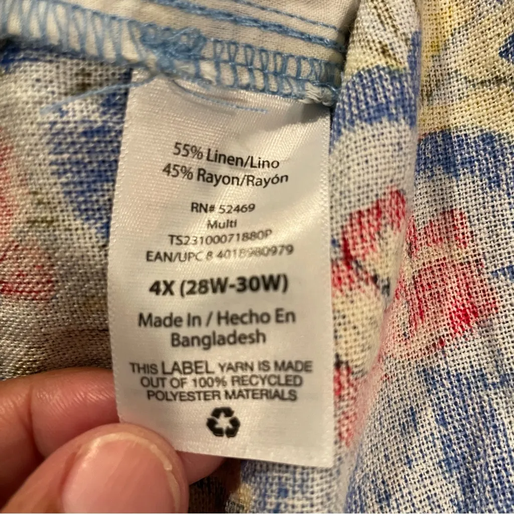 Terra & Sky Plus Size 4x 28W-30W Women’s Shorts Folk Floral Shazam Blue - Image 8