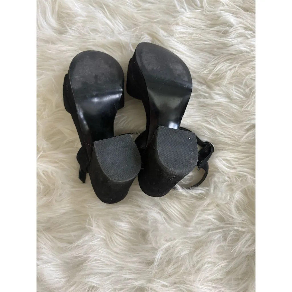 Steve Madden Women's‎ Spinner Platform Heel Black Suede Size 65 - Image 6