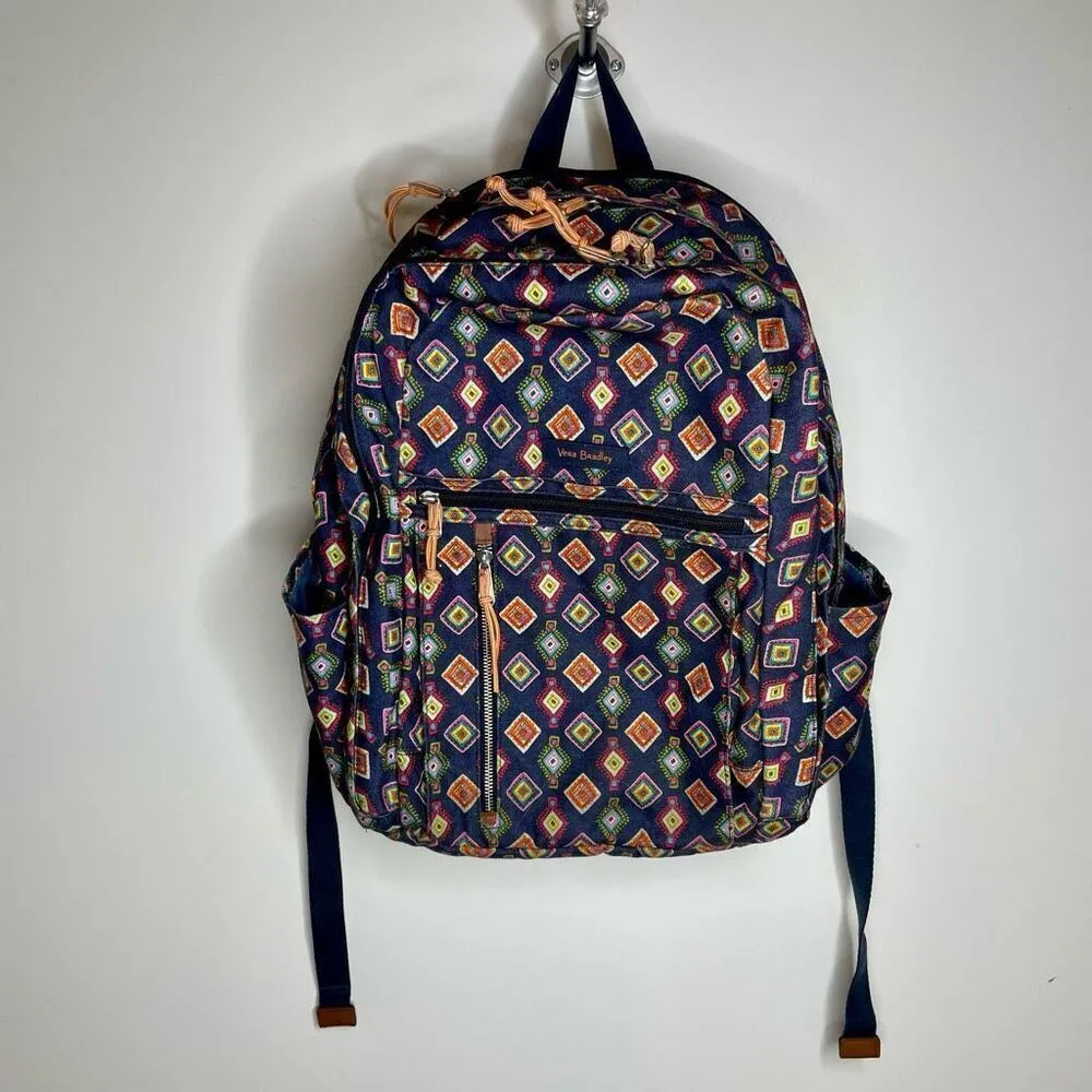 Vera Bradley Essential Large Backpack Resort Medallion Blue Diamond Patterned - Image 10
