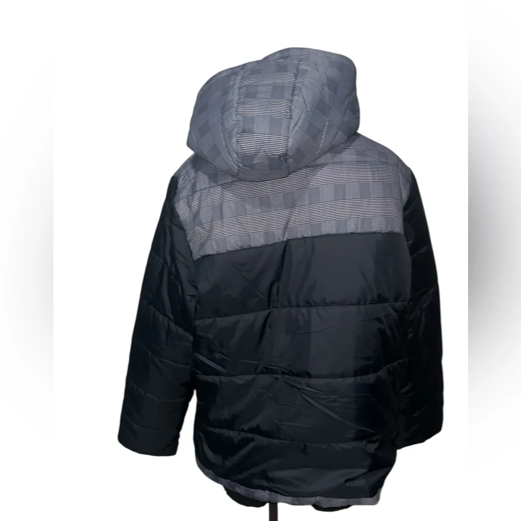 NWT  New Balance Black Puffer Jacket Plaid Hood Quilted Hooded Zip Up 3X - Image 5