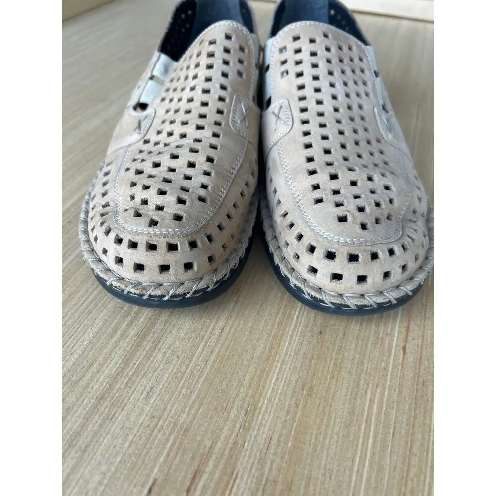 Rieker Slip On Loafers 39 Tan Laser Cut Elastic Flat Susan Anti Stress Size 8 - Image 3