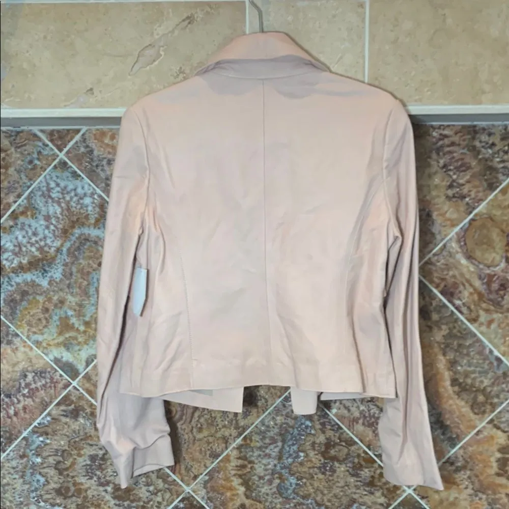 Women's Blush Pink Crop Leather Jacket by Halogen Size Medium - Image 4