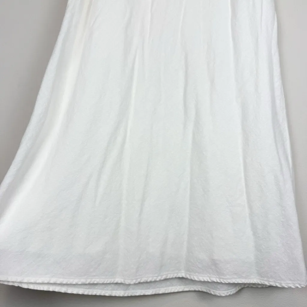 Abercrombie & Fitch Mid Rise Linen-Blend Maxi Skirt White Size Medium Tall - Image 9
