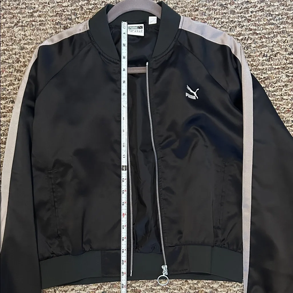 Puma Charcoal and Black Bomber Jacket, Size L - Image 11