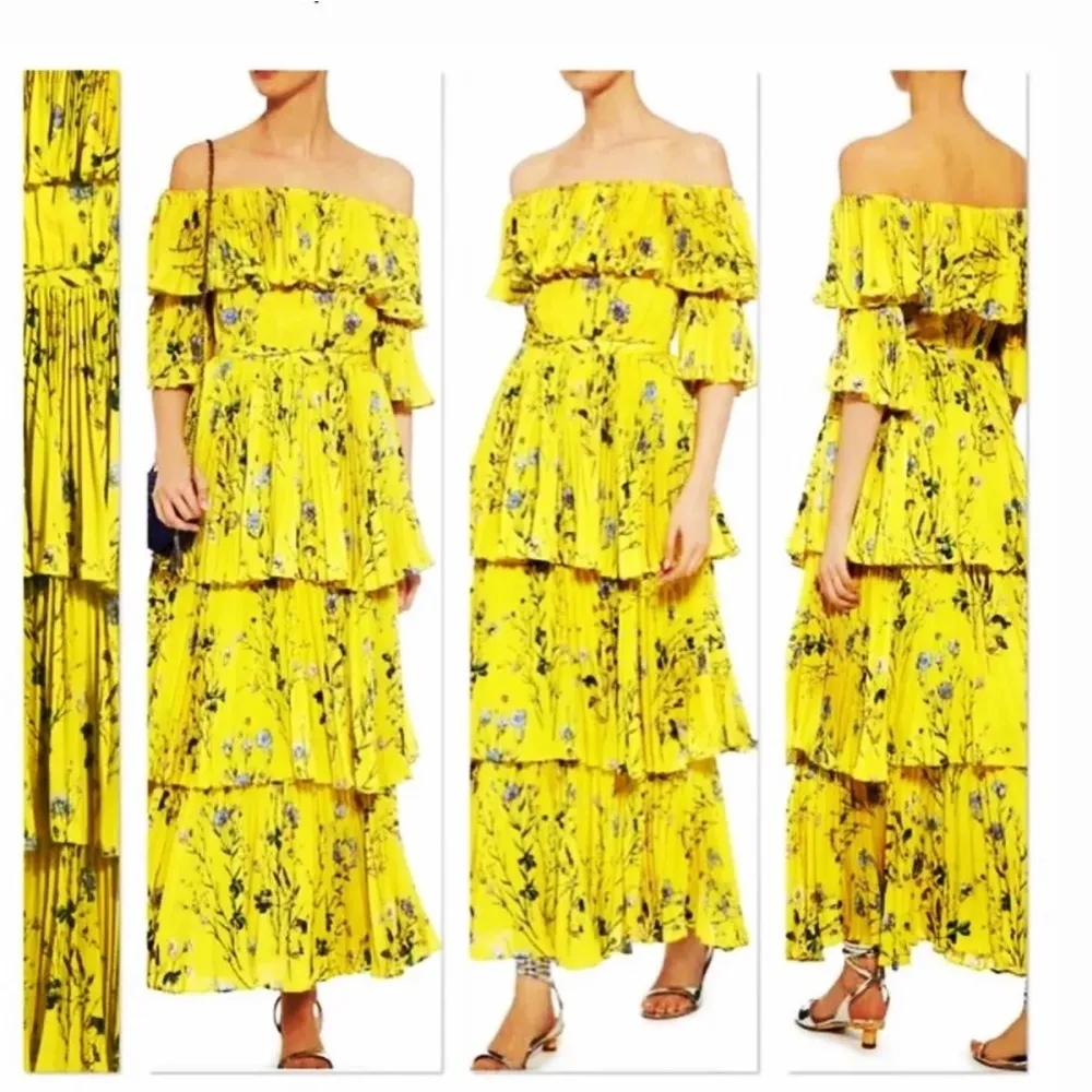 Lea collection classic yellow ruffle dress S/M Size undefined - Image 4