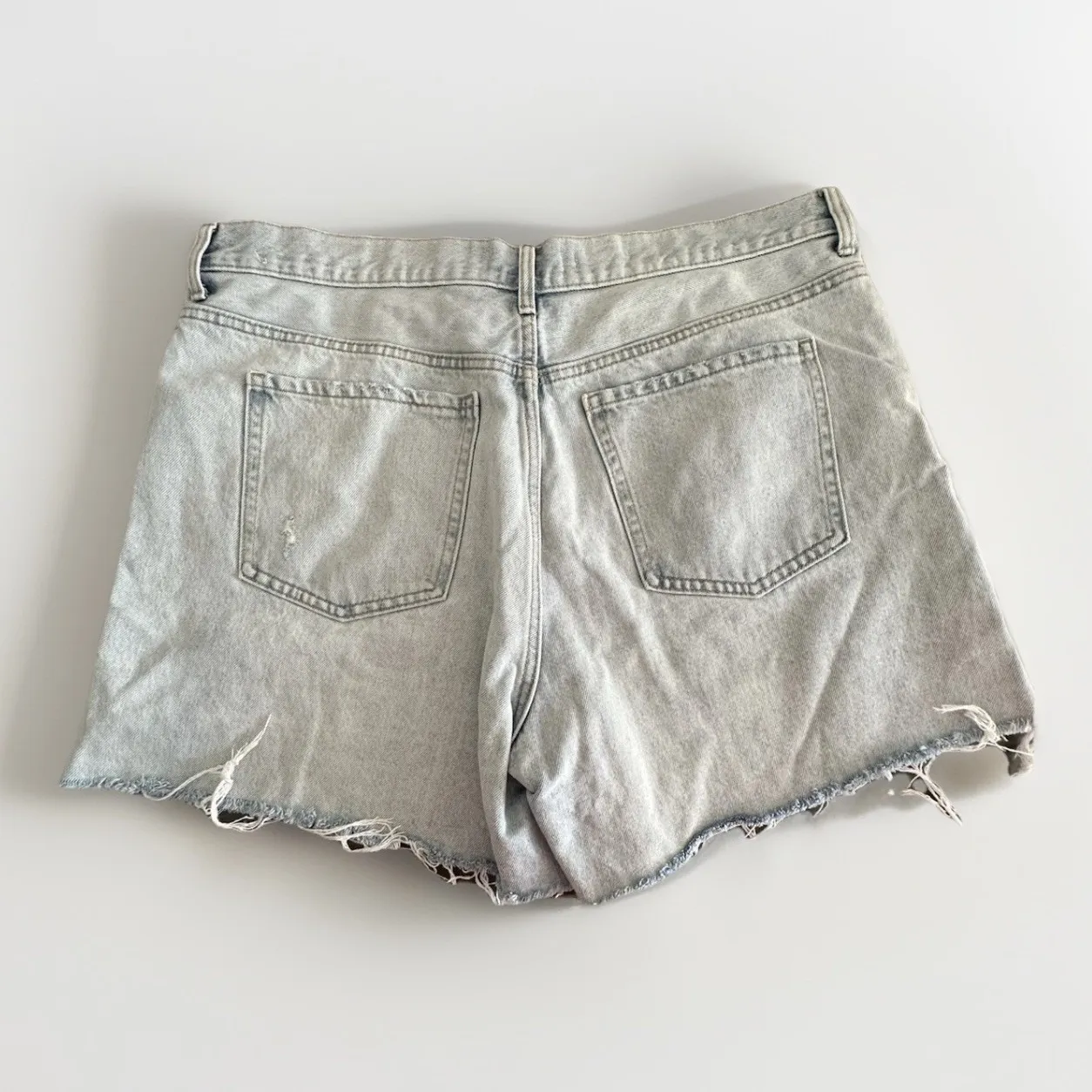 MNG Andy Jean Shorts Womens 14 Rodeo Western Cut Off Light Wash Denim Button Fly - Image 2