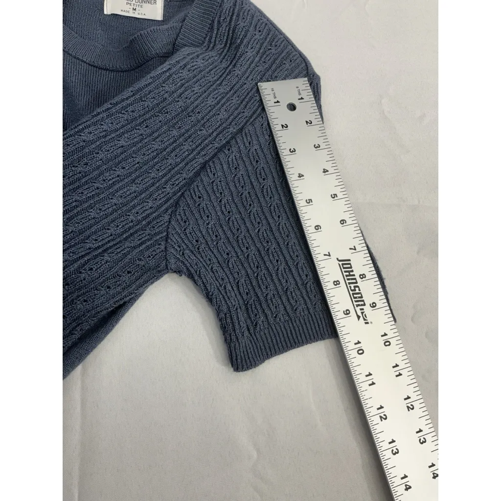 Womans Alfred Dunner Petite 2 In 1 Sweater Medium Blue Short Sleeve Pullover - Image 6