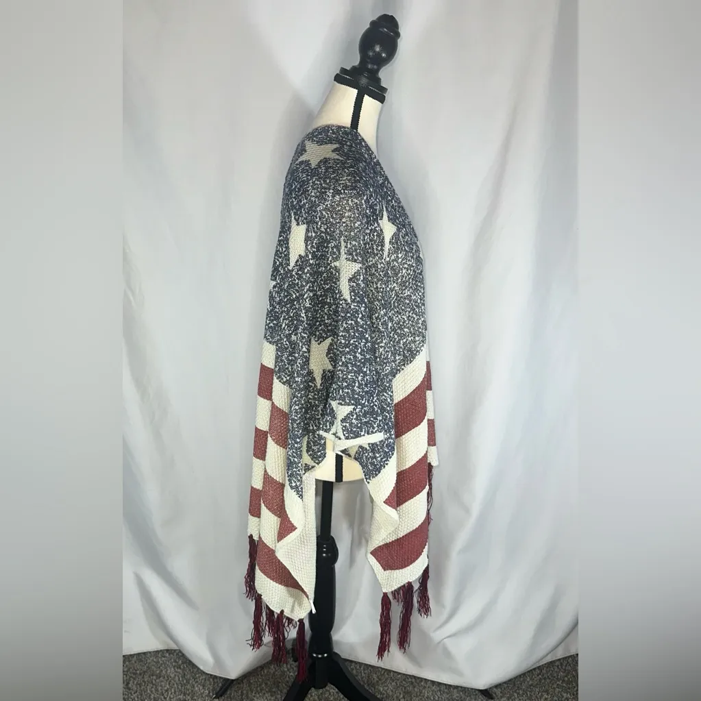 Patriotic America Poncho Wrap Scarf USA Stars Stripes NWT United States July 4th - Image 4