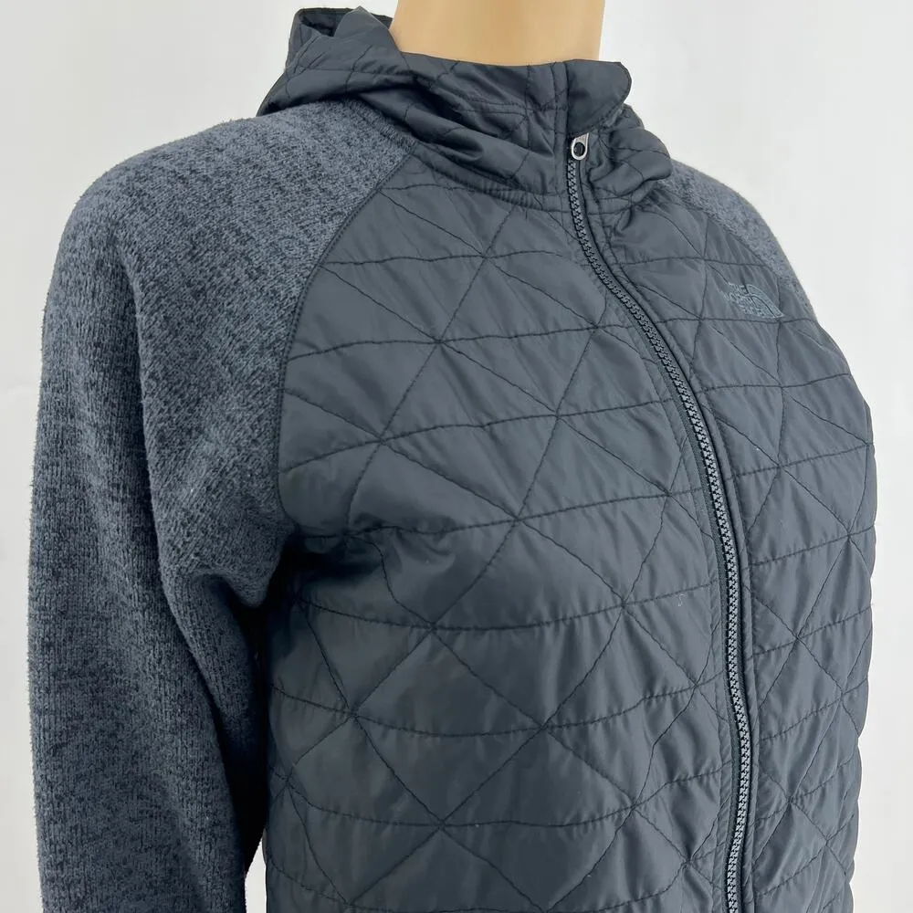 The North Face (S) Women's Gray Quilted Long Sleeve Zip Up Hoodie Jacket - Image 2