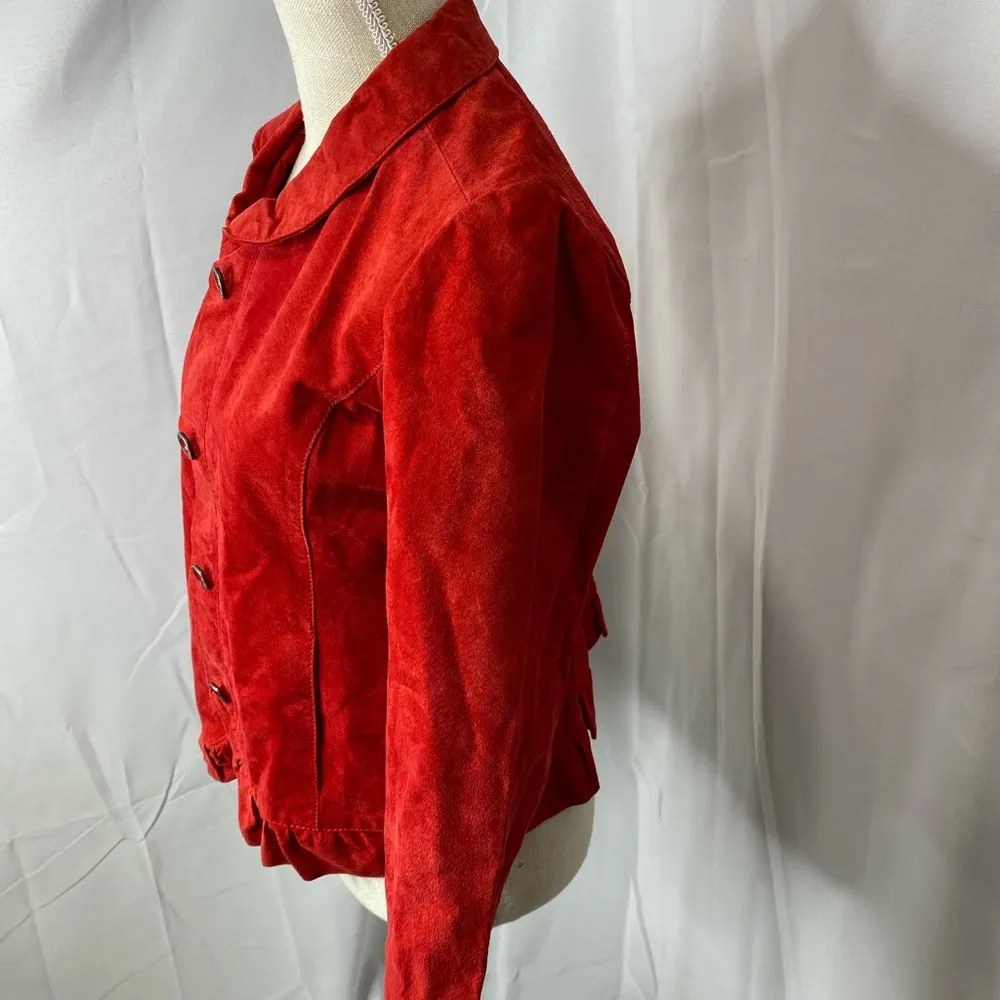 Christopher & Banks Vintage  red suede leather jacket large - Image 9