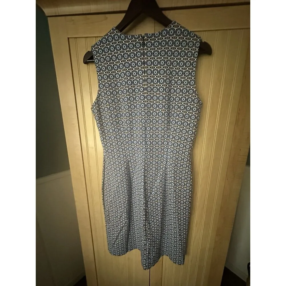 J MCLAUGHLIN Womens Size M Navy White Geometric Print Sleeveless Sheath Dress - Image 6