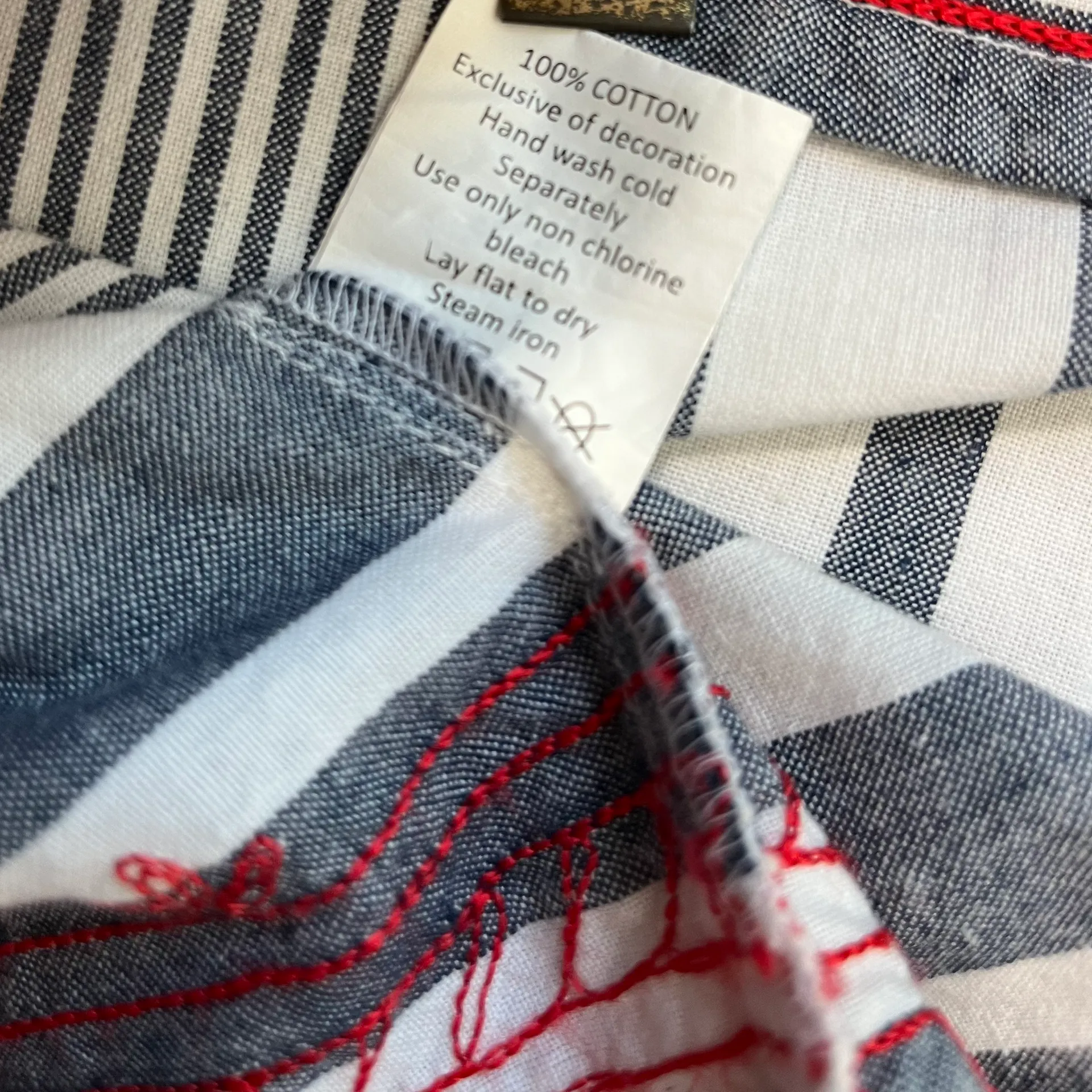 Gray Striped Smocked MudPie Dress M - Image 6