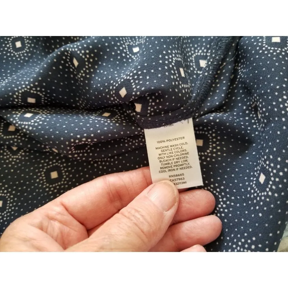 Chelsea 28 Womens Sleeveless Wrap Front Button Navy Bandana Print Top Blouse (S) - Image 8