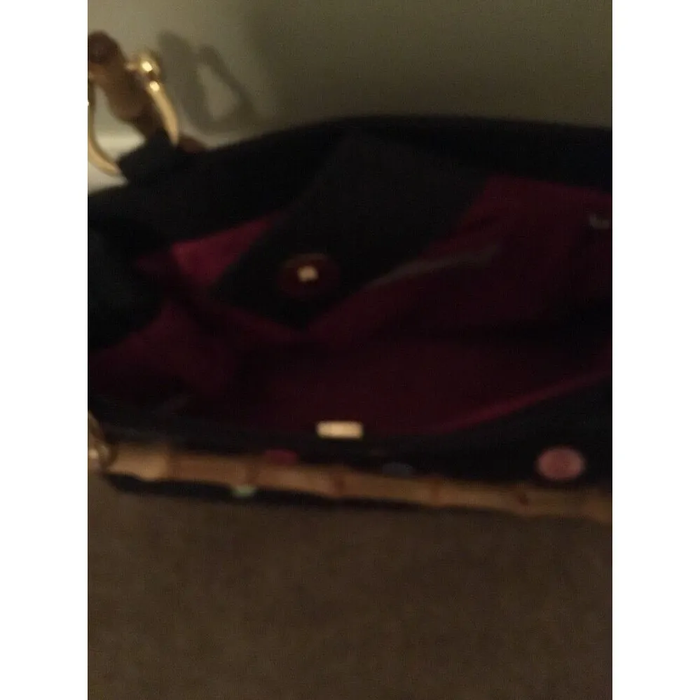 Vintage Spring Madison Studio Handbag Bamboo Handles Polka Dots Lining - Image 4