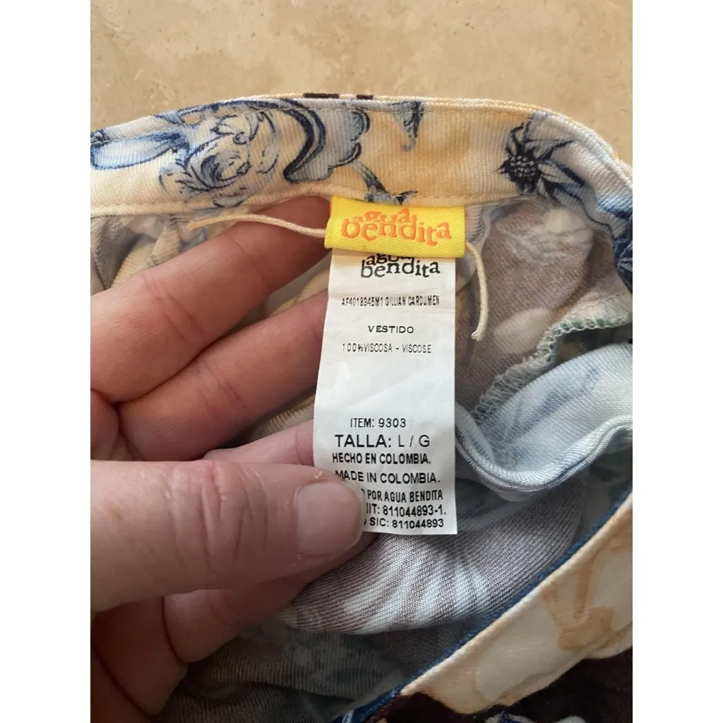 Agua Bendita Gillian Cardumen Dress Womens Large Floral Halter Fit & Flare - Image 5