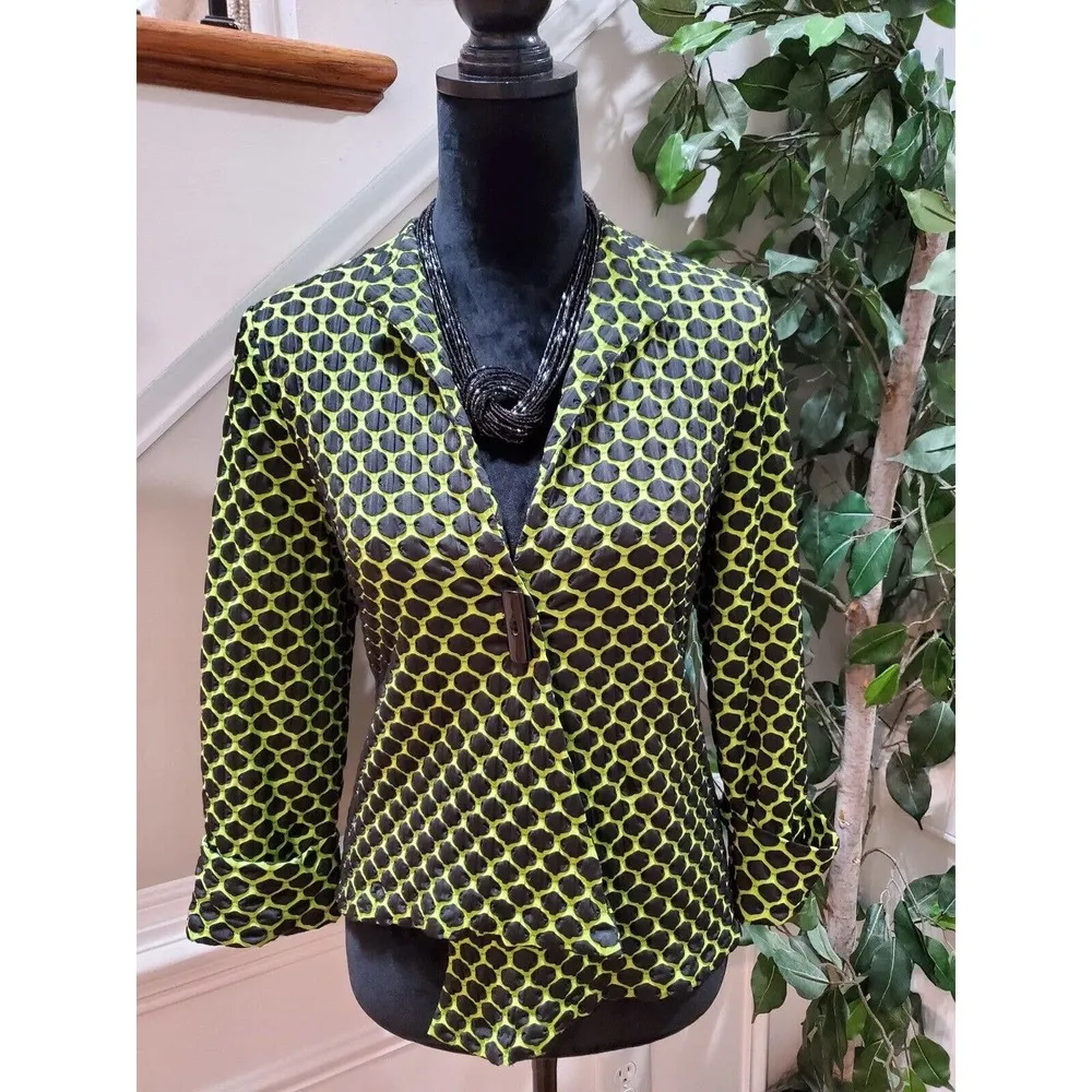 Joseph Ribkoff Women's Black & Yellow Polyester Long Sleeve Casual Jacket Size 8 - Image 12