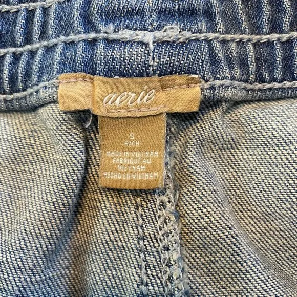 Aerie Denim Shorts S Blue Jean Belted Cut Off Fray Hem Distressed New‎ - Image 8