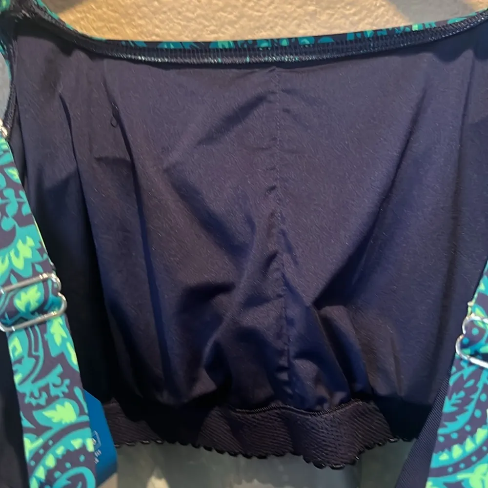 New Lands’ End Women’s Tankini Top Paisley Green Navy Blue Small DDD NWT - Image 9