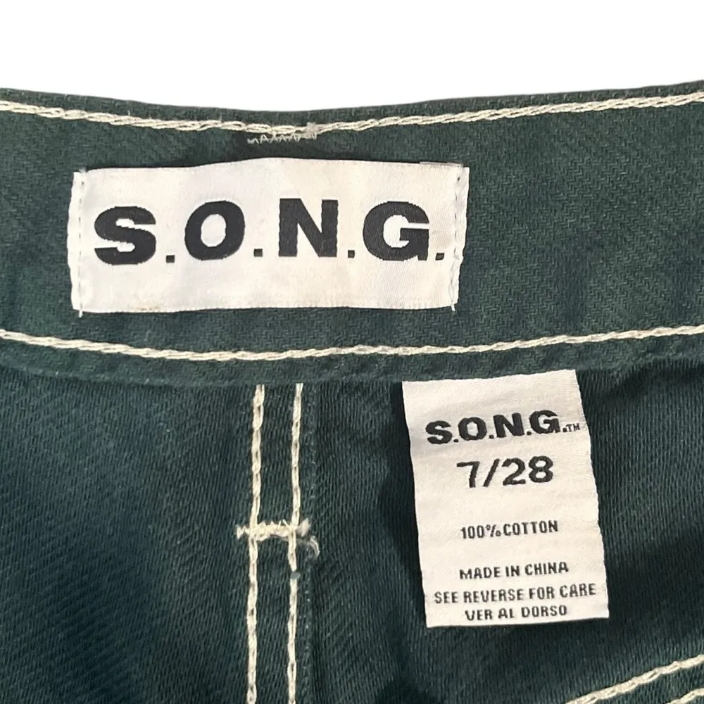 S.O.N.G. Green White Thread Denim Carpenter Jeans Streetwear Grunge Size undefined - Image 5