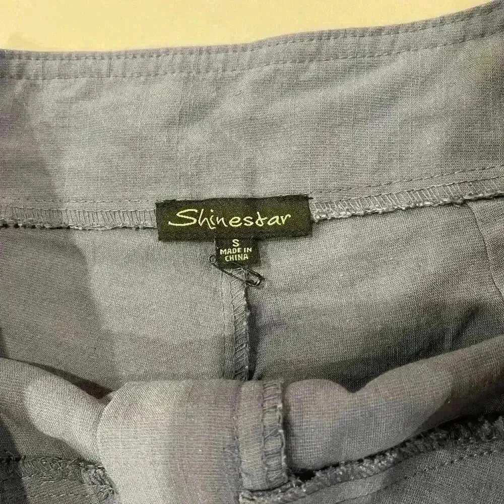 Shinestar High Waisted Flat Front Zipper Closure Shorts Dusty Blue Women's Small - Image 3