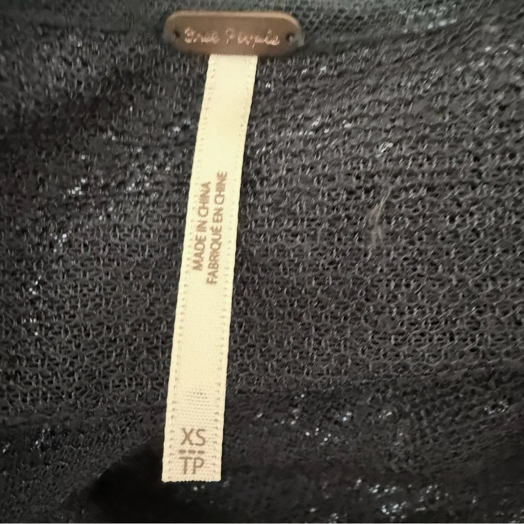 Free People Champagne Dreams Navy Sequin Top Oversized Holiday Party Glam SZ XS - Image 6