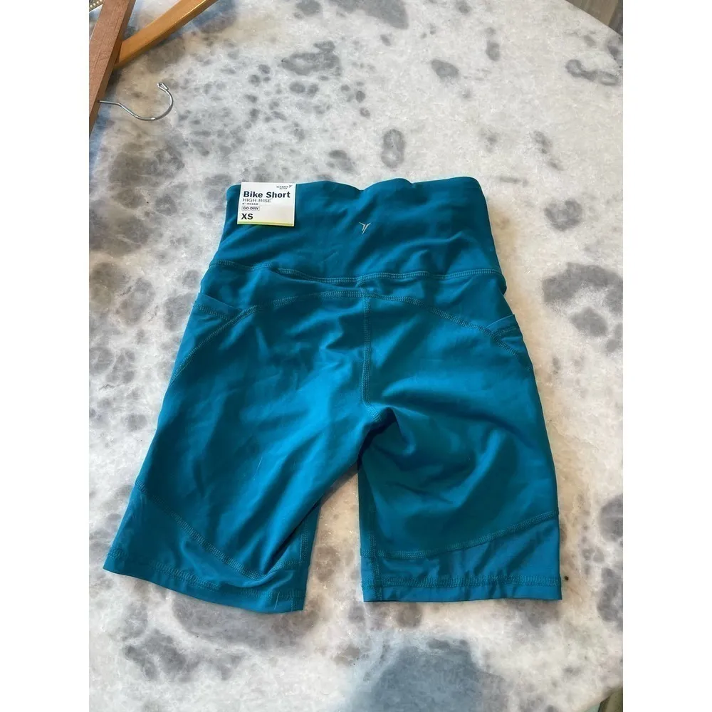 Old Navy Active Womens Size Extra Small Power Soft Bright Teal Biker Shorts​​ - Image 9
